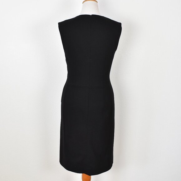 M.M. LAFLEUR Katie Front Slit Black Cap Sleeve Fitted Ponte Dress - 12 - Picture 5 of 8